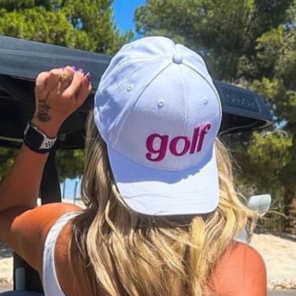 White Pink GOLF hat